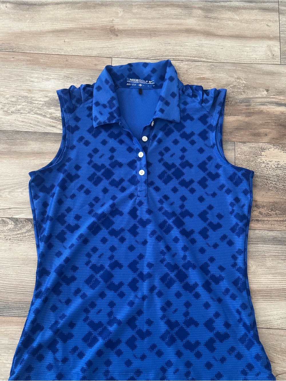 Nike Golf sleeveless polo tank top geometric pattern Royal Blue Small